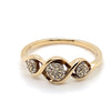 9CT YELLOW GOLD DIAMONDS SET IN THREE MINI CLUSTERS DRESS RING