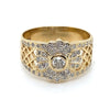 9CT TYELLOW GOLD FILIGREE PATTERN DIAMOND DRESS RING VALUED @ $2999