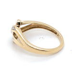 9CT YELLOW GOLD DIAMONDS SET IN CROSS OVER PATTERN DRESS RING