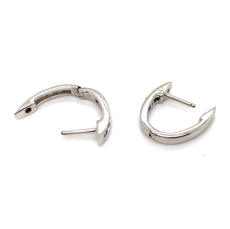 10CT WHITE GOLD CHANNEL SET DIAMONDS IN HUGGIE STYLE EARRINGS TW 1.7g