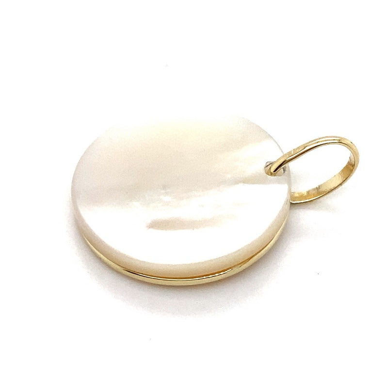 9CT YELLOW GOLD TREE OF LIFE MOTHER OF PEAL PENDANT TW 2.3g
