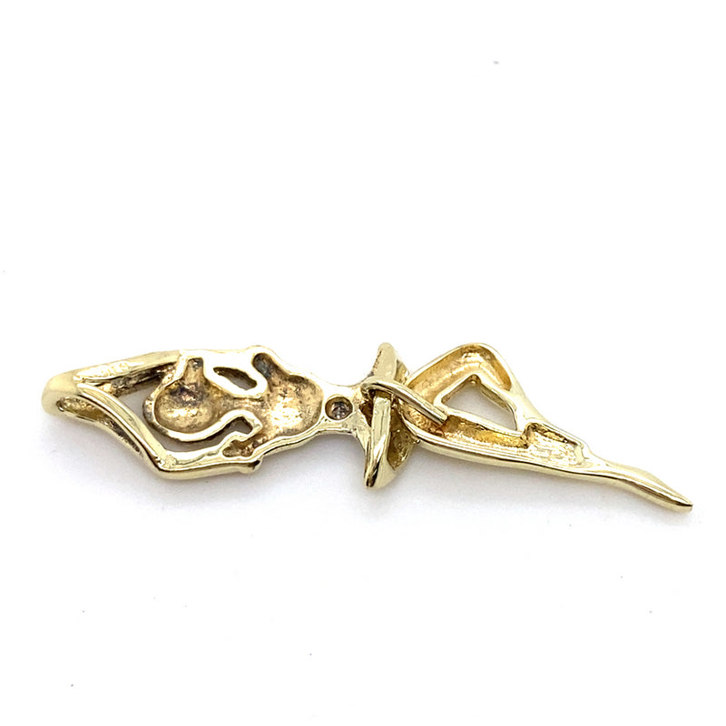 9CT YELLOW GOLD DIAMOND SET IN MOVING BALLERINA PENDANT