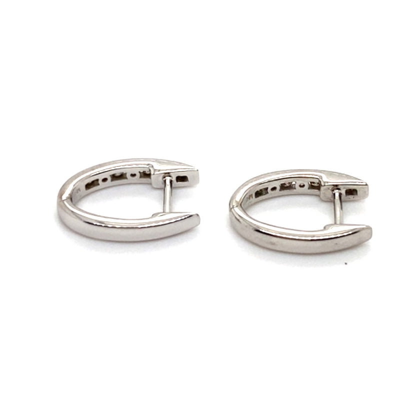 10CT WHITE GOLD CHANNEL SET DIAMONDS IN HUGGIE STYLE EARRINGS TW 1.7g