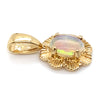 9CT YELLOW GOLD LIGHT OPAL SET IN FLOWER PATTERN PENDANT