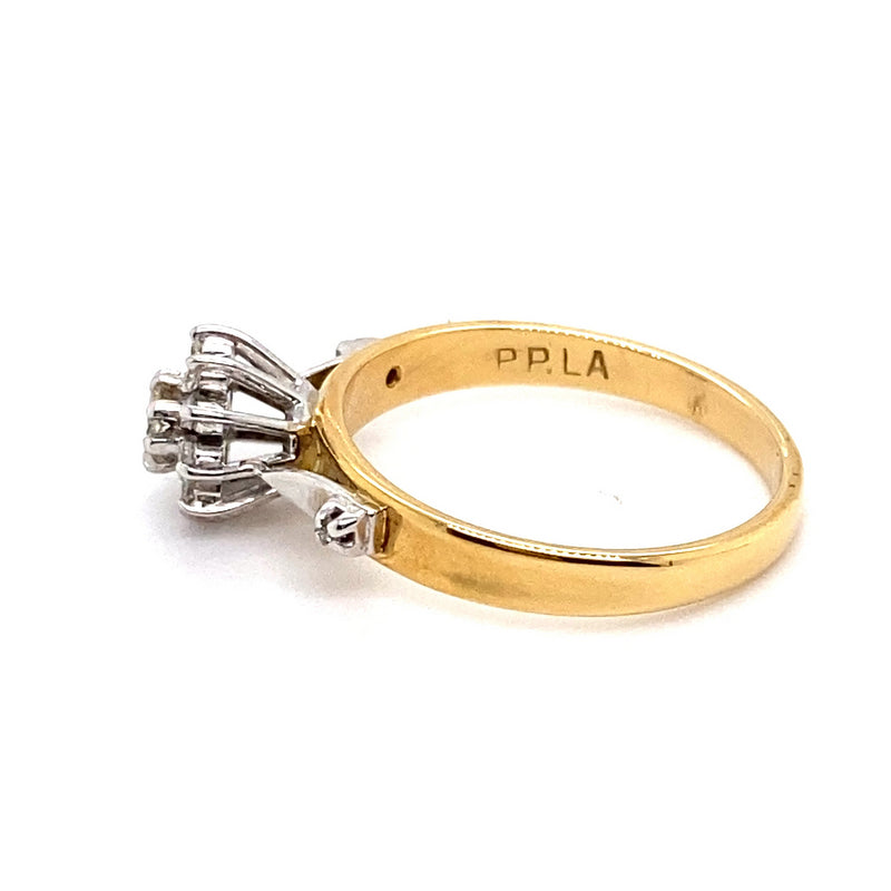 18CT YELLOW GOLD & PLATINUM DIAMOND DRESS RING VALUED @ $2099
