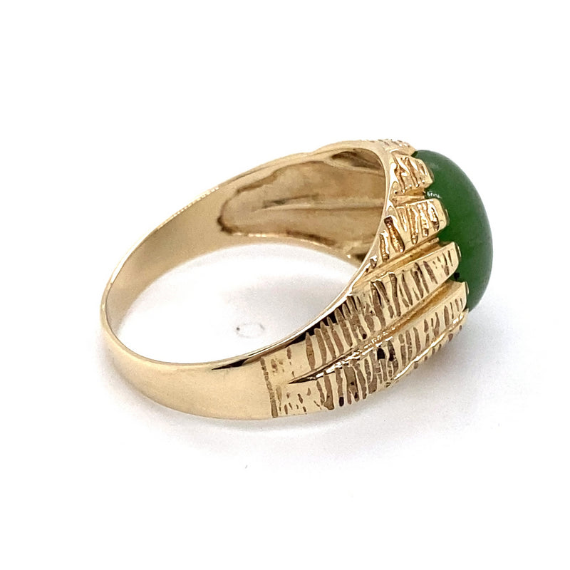 10CT YELLOW GOLD THICKENED TOP JADEITE DRESS RING VALUED @ $1499