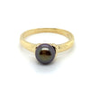 9CT YELLOW GOLD DYED CULTURED PEARL SET IN RING