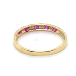 9CT YELLOW GOLD NATURAL RUBIES & DIAMOND DRESS RING