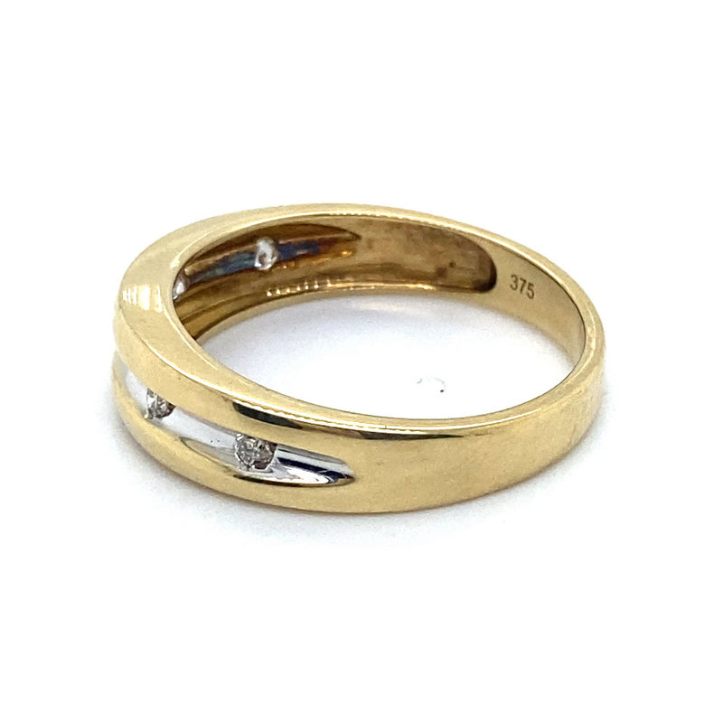 9CT YELLOW GOLD THICKENED TOP MENS DIAMOND DRESS RING VALUED @ $999
