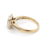 9CT YELLOW & WHITE GOLD DIAMONDS IN RAISED SETTING DRESS RING