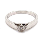 9CT WHITE GOLD POINTED SHOULDER DIAMOND DRESS RING VALUED @ $1100