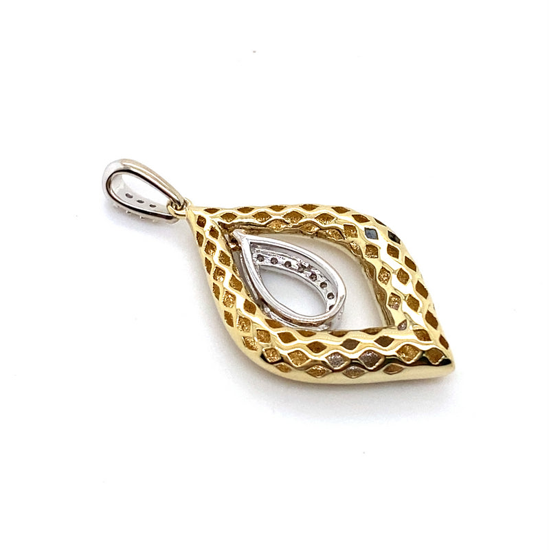 9CT YELLOW GOLD WITH DIAMONDS SET IN THE DROP STYLE PENDANT
