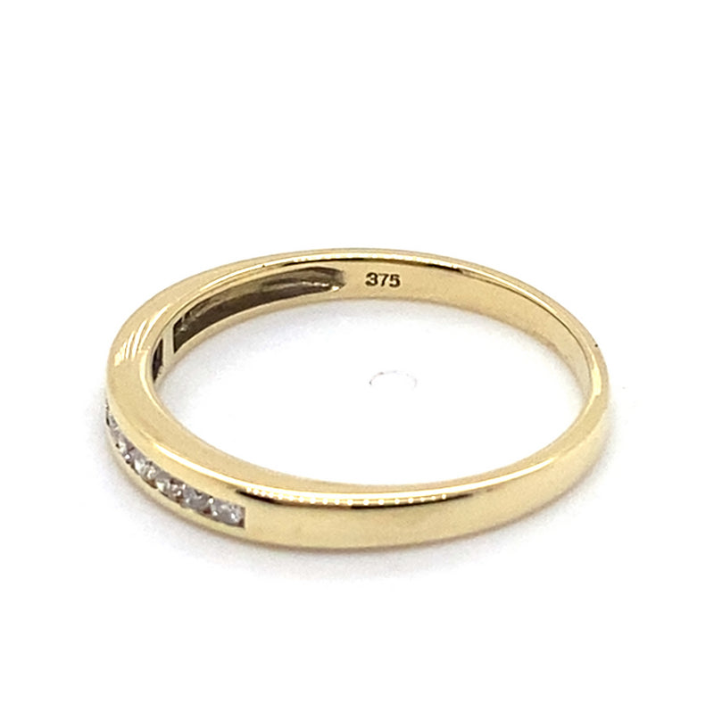 9CT YELLOW GOLD CHANNEL SET DIAMOND DRESS RING