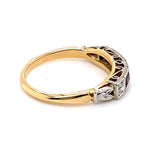 18CT YELLOW GOLD & PLATINUM GARNETS & DIAMOND DRESS RING VALUED @ $2099