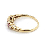 9CT YELLOW GOLD RUBIES & DIAMONDS SET IN THICKENED TOP STYLE DRESS RING