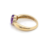 9CT YELLOW GOLD AMETHYST & DIAMOND DRESS RING