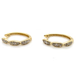 10CT YELLOW GOLD DIAMONDS SET IN FRONT OF CROSSOVER HUGGIE EARRINGS