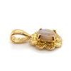 14CT YELLOW GOLD CABOCHON CUT OPAL IN FLOWER SHAPED PENDANT