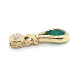 9CT YELLOW GOLD DIAMOND & SYNTHETIC EMERALD PENDANT