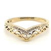 9CT YELLOW GOLD 2 DIAMONDS SET IN THE V SHAPE FILIGREE  RING