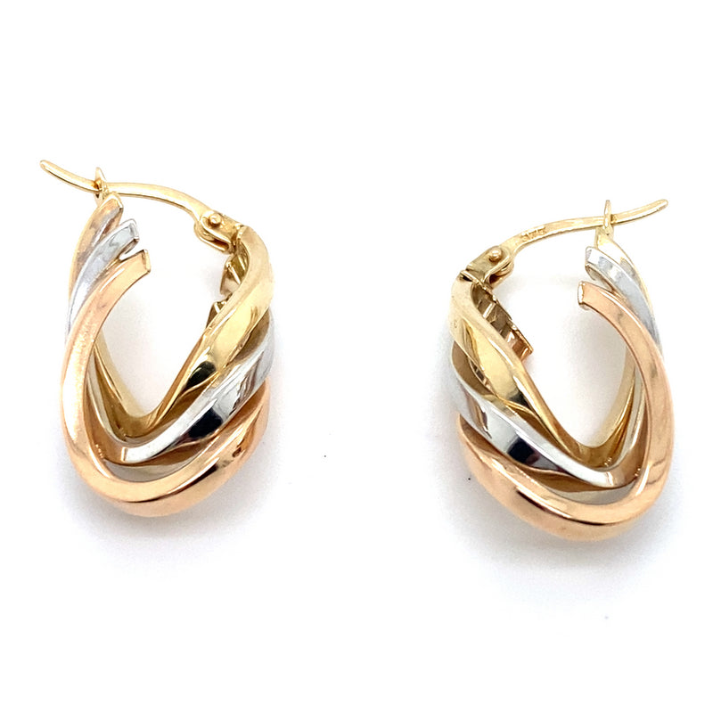 9CT MUTLI TONE GOLD TWIST EARRINGS