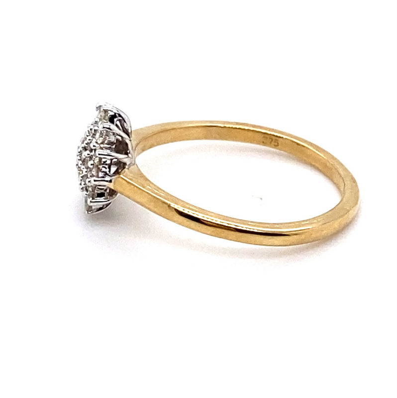 9CT YELLOW & WHITE GOLD DIAMOND DRESS RING VALUED @ $1799