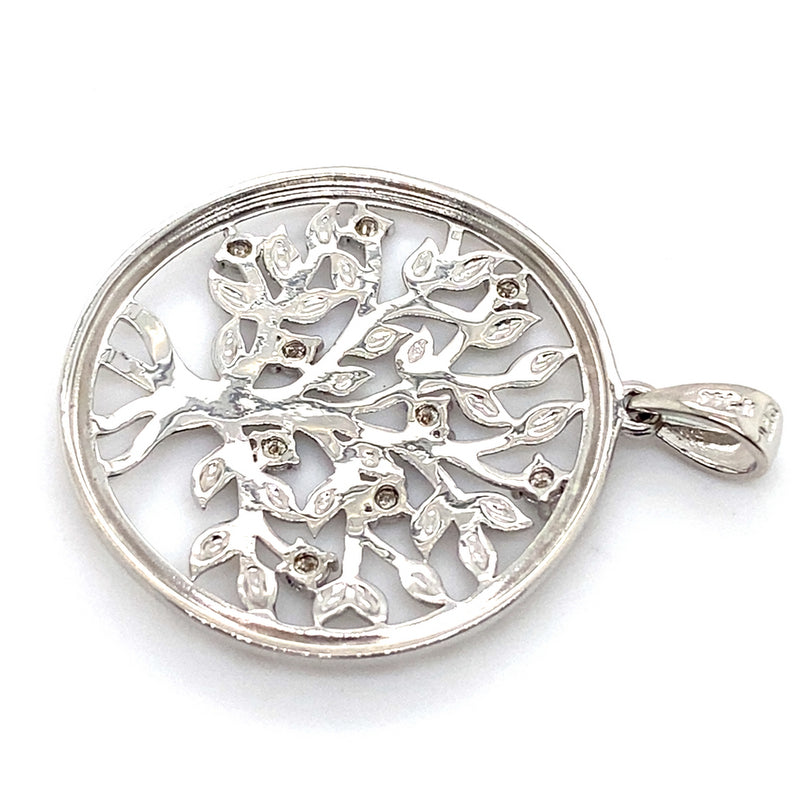 9CT WHITE GOLD DIAMONDS SET IN TREE OF LIFE PENDANT