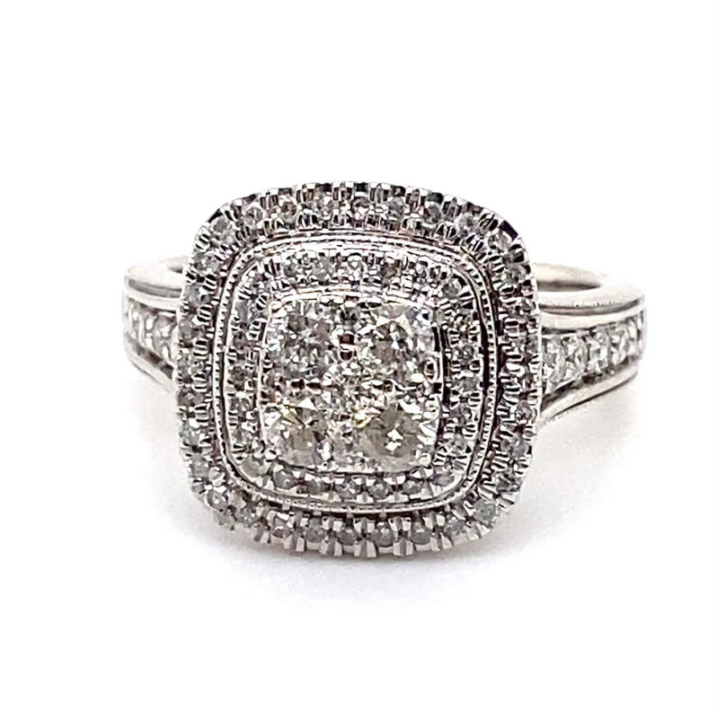 10CT WHITE GOLD FLOW UP STYLE DIAMOND DRESS RING VALUED @ $4199