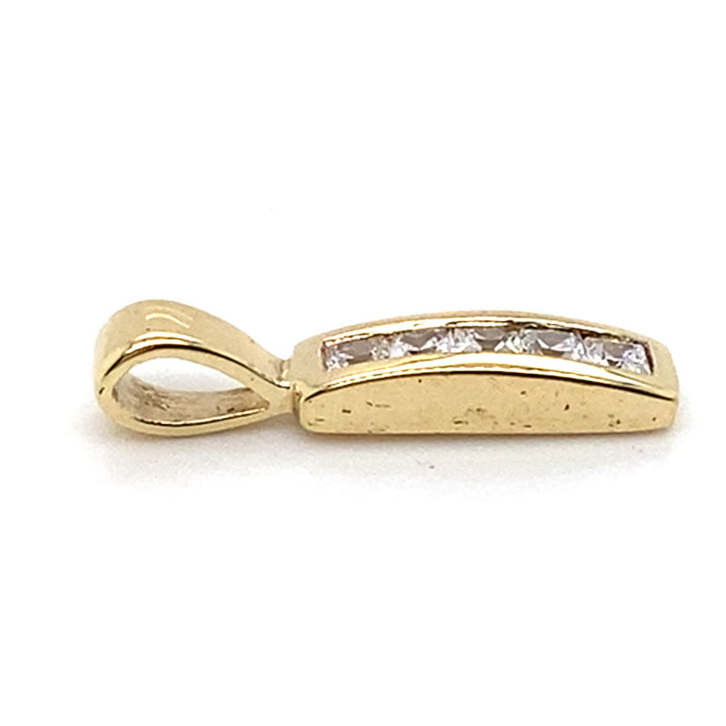 9CT YELLOW GOLD CHANNEL SET CUBIC ZIRCONNIA PENDANT