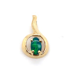 9CT YELLOW GOLD CABOCHON CUT BLACK OPAL PENDANT