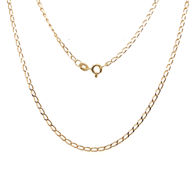 9CT YELLOW GOLD 48CM OPEN CURB LINK CHAIN