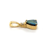 14CT YELLOW GOLD CABOCHON CUT BOULDER OPAL & DIAMOND PENDANT