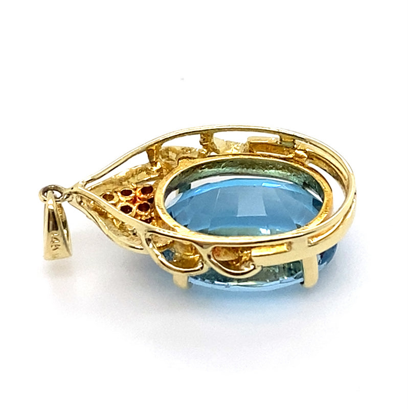 14CT YELLOW GOLD TOPAZ & DIAMOND PENDANT VALUED @ $1999