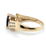 9CT YELLOW GOLD MARQUISE CUT SAPPHIRE & DIAMOND DRESS RING