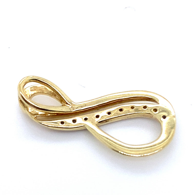 9CT YELLOW GOLD DOUBLE TWIST DIAMOND SET PENDANT