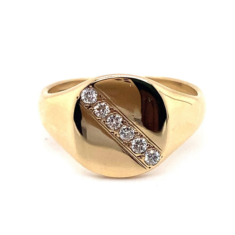9CT YELLOW GOLD THICKENED TOP DIAMOND MENS DRESS RING VALUED @ $2199