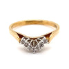 9CT YELLOW & WHITE GOLD DIAMONDS SET IN "V" SHAPE DRESS RING VALUED @ $899