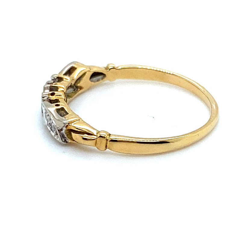 18CT YELLOW GOLD & PALLADIUM GALLERIED DIAMOND DRESS RING VALUED @ $1549