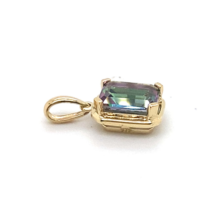9CT YELLOW GOLD MYSTIC TOPAZ PENDANT