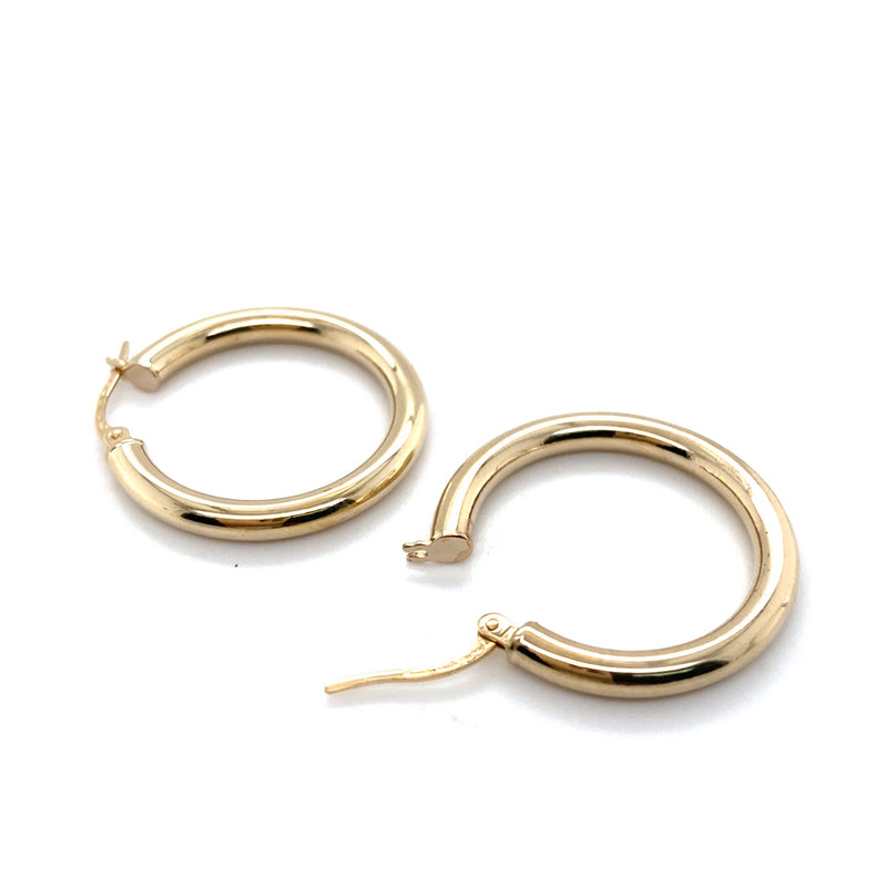 9CT YELLOW GOLD ROUND HOOP EARRINGS TW 1.6g