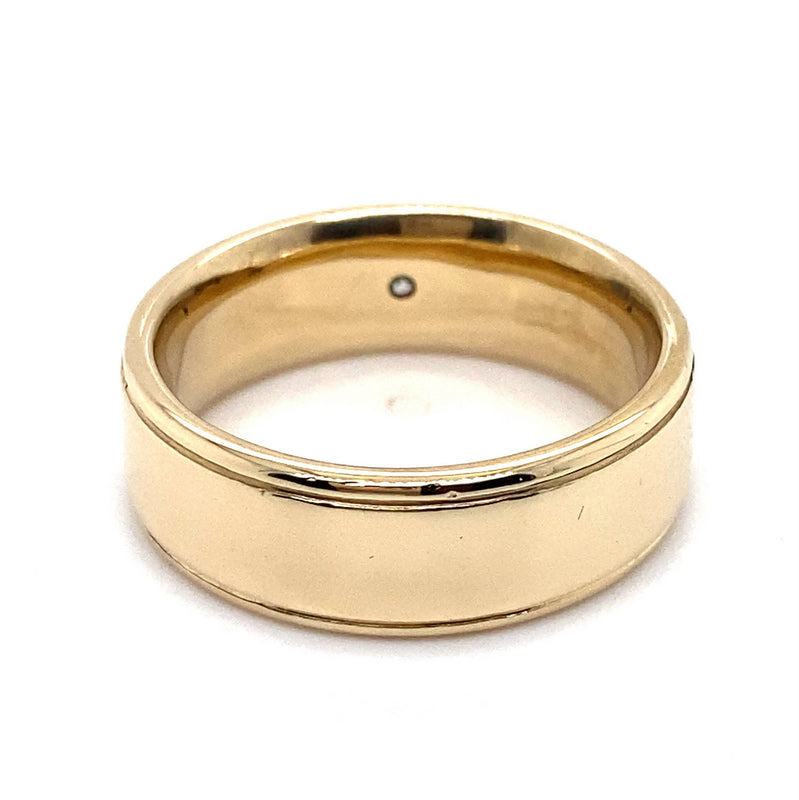 9CT YELLOW GOLD RAIL EDGE STYLE MENS DIAMOND DRESS RING VALUED @ $3499