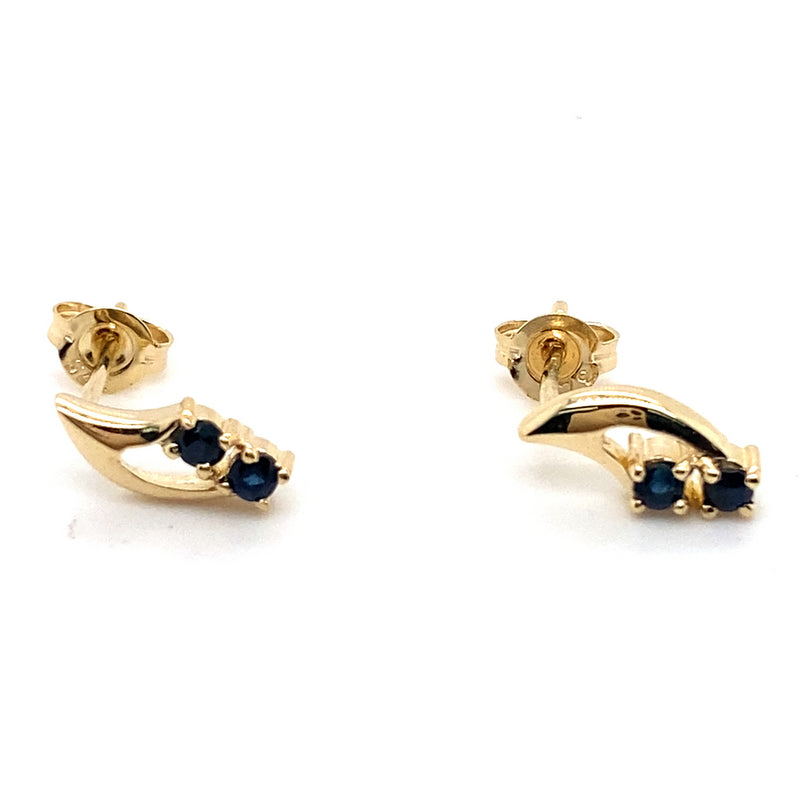 9CT YELLOW GOLD SAPPHIRES SET IN DROP STYLE EARRING