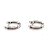10CT WHITE GOLD CHANNEL SET DIAMONDS IN HUGGIE STYLE EARRINGS TW 1.7g