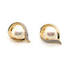 9CT YELLOW GOLD FRESHWATER CULTURED PEARL & DIAMOND STUD EARRINGS