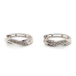 9CT WHITE GOLD DIAMONDS SET IN THE FRONT CROSS OVER HUGGIE STYLE EARRINGS