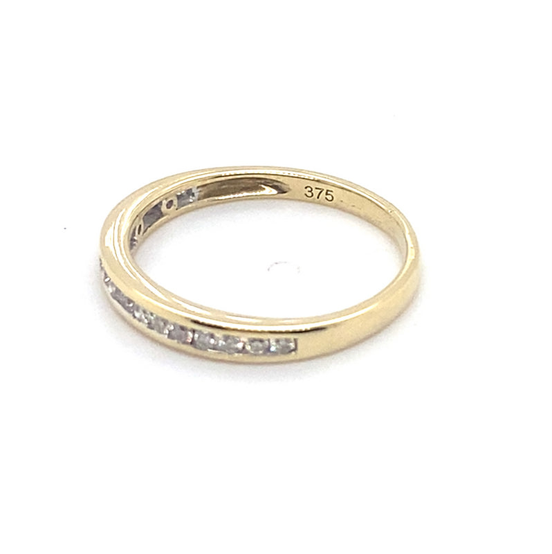 9CT YELLOW GOLD CHANNEL SET DIAMOND DRESS RING