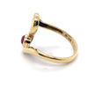 9CT YELLOW GOLD "S" PATTERNED BEZEL SET RUBY DRESS RING VALUED @ $1899