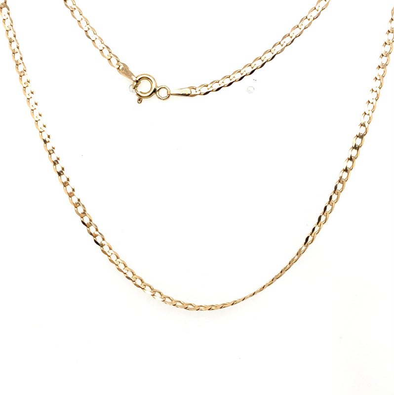 9CT YELLOW GOLD 48CM FLAT OPEN DIAMOND CUT CURB LINK CHAIN