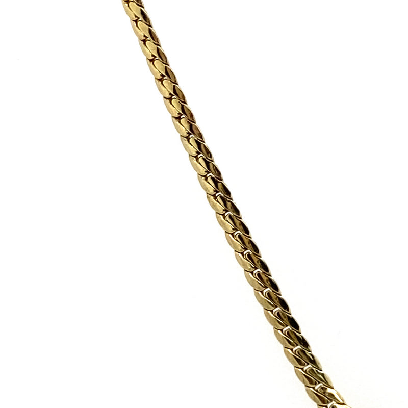 9CT YELLOW GOLD FLAT DOUBLE CURB CHAIN WITH DIAMOND & TOPAZ IN "V" SHAPE