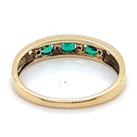 9CT YELLOW GOLD SYNTHETIC EMERLD & DIAMOND DRESS RING